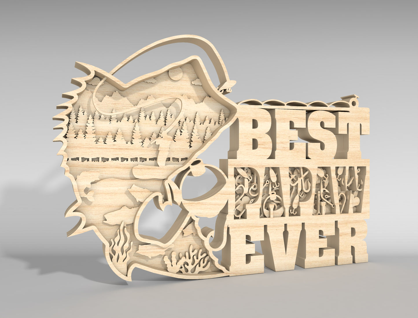 Best Papa Ever Fishing Sign SVG Laser Cut File for Glowforge and xTool