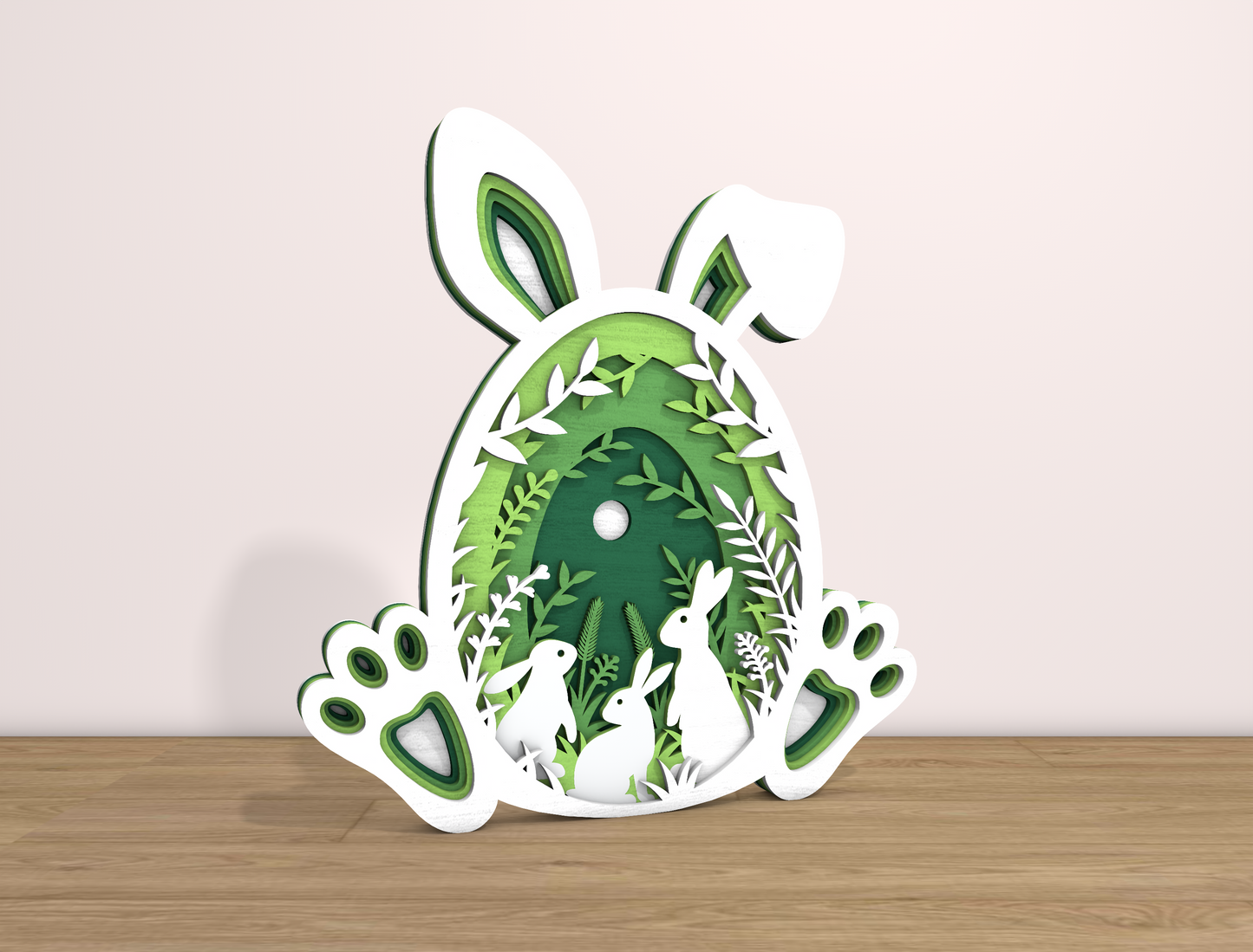 Multilayer Bunny Forest SVG Rabbit Forest Scene Egg for Glowforge and xTool