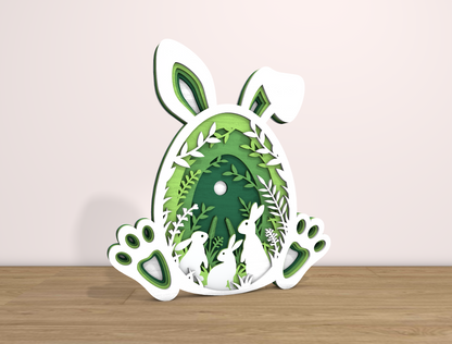Multilayer Bunny Forest SVG Rabbit Forest Scene Egg for Glowforge and xTool