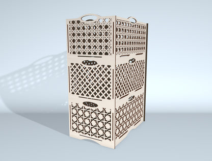 Wooden Laundry Hamper SVG Bundle for Glowforge and LightBurn