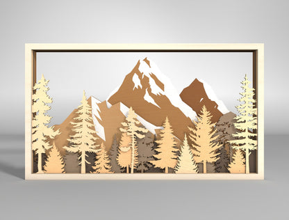 Autumn Forest Shadow Box SVG Multilayer for Glowforge and xTool Laser Cut File