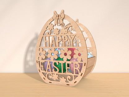 Easter Egg Basket Holder SVG Bundle 9 Bunny Designs for Glowforge and xTool