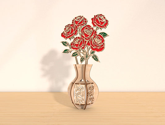 Rose Lantern SVG Romantic Candle Holder Laser Cut File for LightBurn and xTool