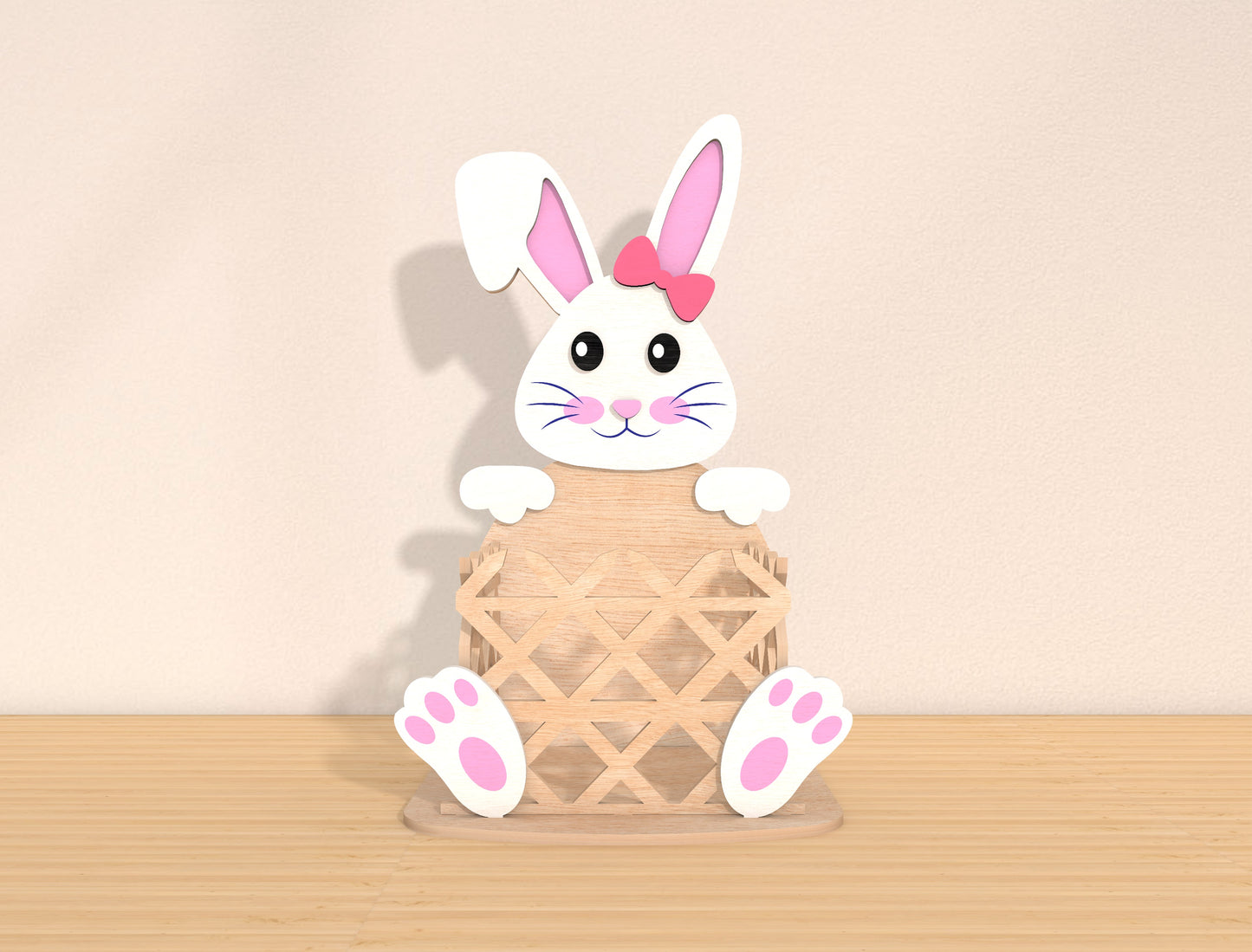 Easter Bunny Basket SVG Wooden Rabbit Egg Basket Spring for Glowforge