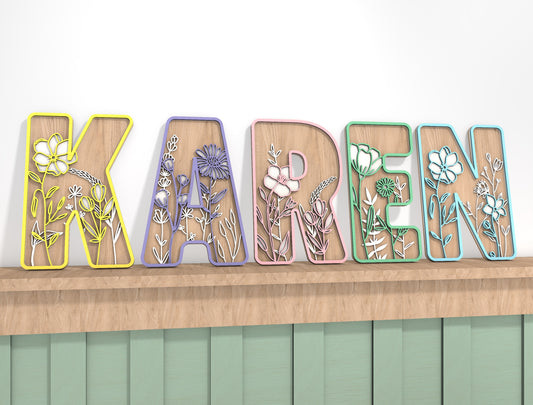 Floral Alphabet SVG Bundle for Glowforge and xTool Laser Cut File