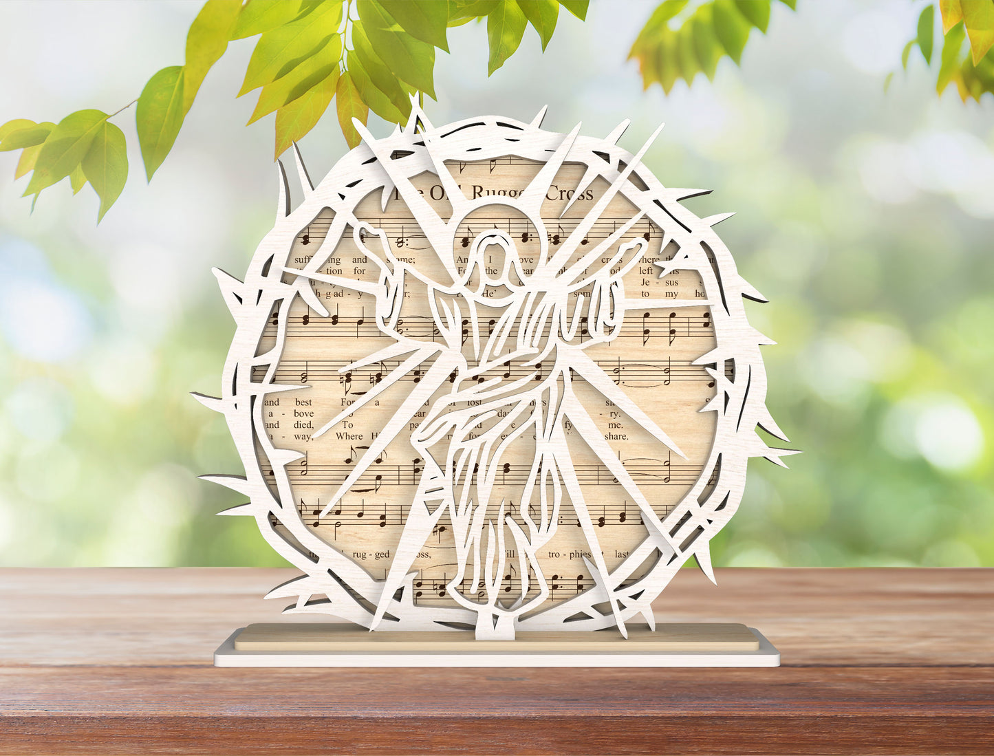 Christian Jesus Faith Stand SVG Bundle Wooden Round for LightBurn and xTool