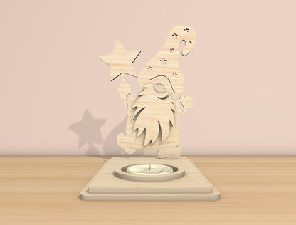Christmas Santa Candle Holder Laser Cut File | Ready to Cut | Glowforge, xTool, LightBurn, etc.