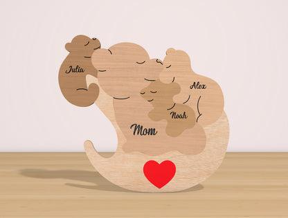 Personalized Mama Bear Puzzle Sign SVG Bundle for LightBurn and xTool