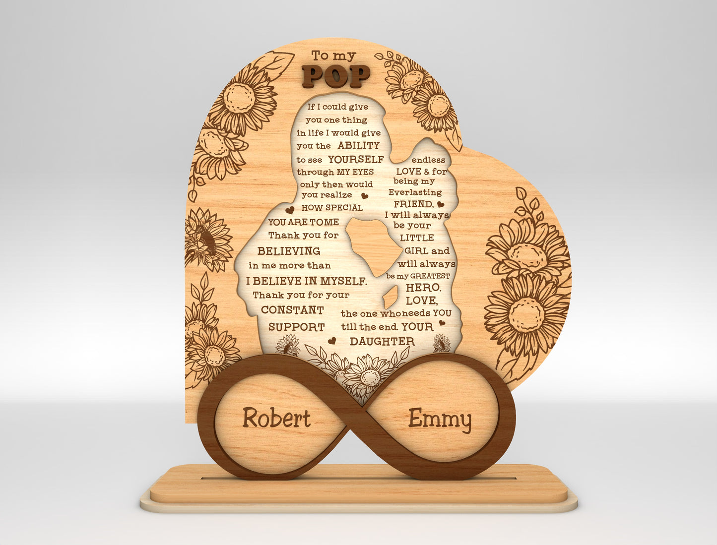 Dad Infinity Love Tabletop Sign SVG Laser Cut File for xTool and Glowforge
