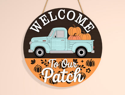 Welcome Fall and Welcome to Our Patch Truck Door Hanger SVG Set for Glowforge xTool LightBurn 2 Designs