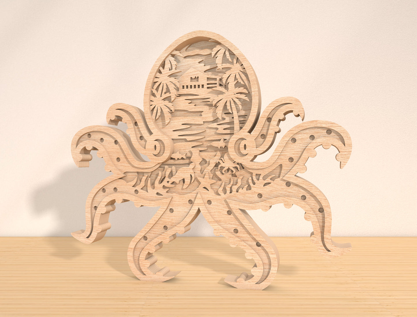 Multilayer Octopus Ocean Scene SVG for Glowforge and LightBurn