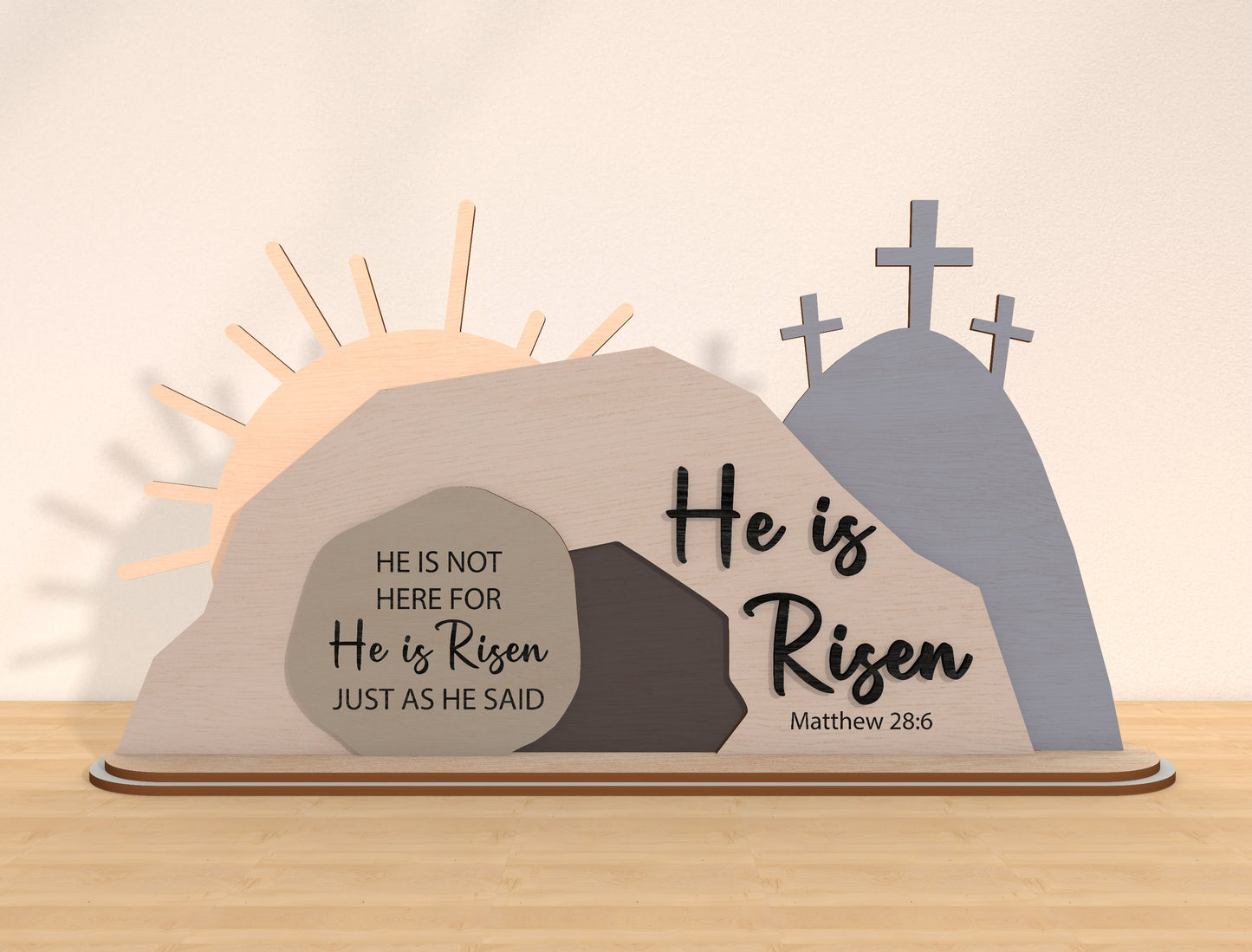 Easter Tomb Scene SVG Bundle He Is Risen Cross Landscape for LightBurn