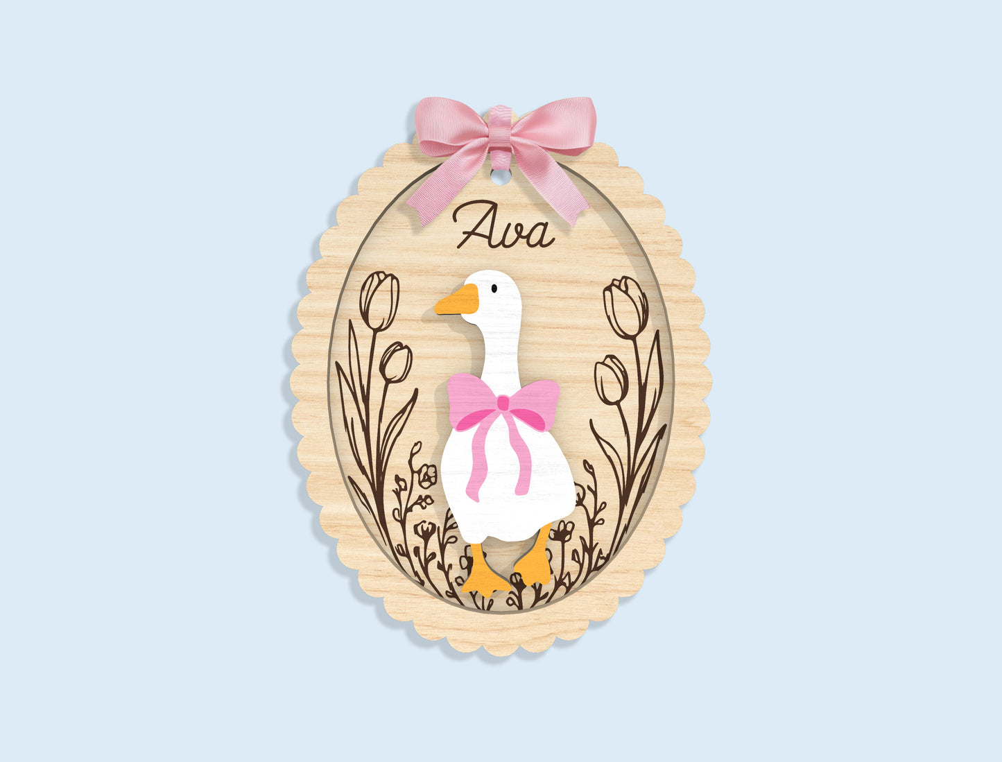 Personalized Bunny Chick Ornament SVG Bundle 16 Designs for Glowforge