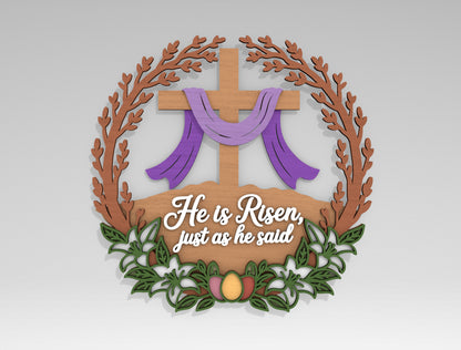 Multilayer Christian Easter Wreath SVG Bundle 6 Designs for LightBurn and xTool