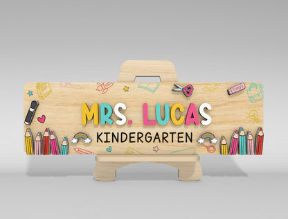 Personalized Teacher Desk Name Plate SVG Laser Cut File for Glowforge and xTool