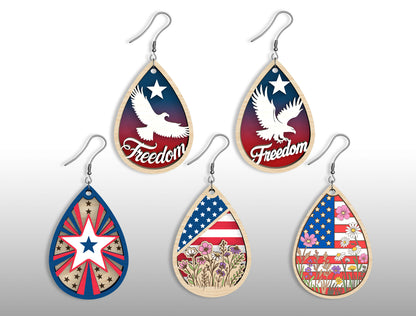 250th Patriotic Earring SVG Bundle for Glowforge and xTool