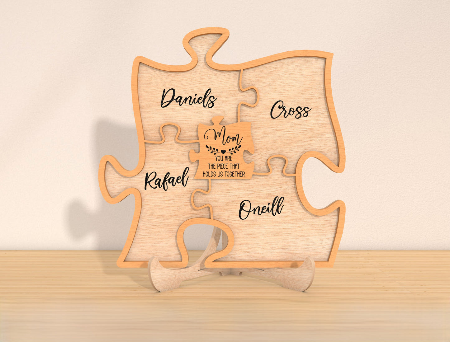Family Puzzle Name Sign SVG Bundle Personalized for Glowforge and xTool