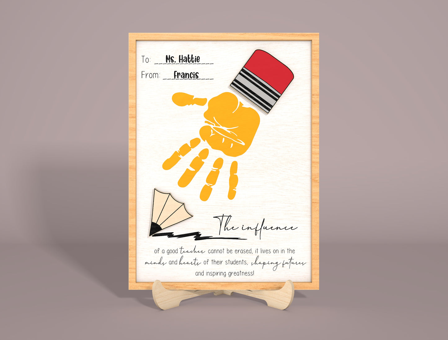 Teacher Handprint Keepsake Sign Laser Cut File SVG for LightBurn and Glowforge