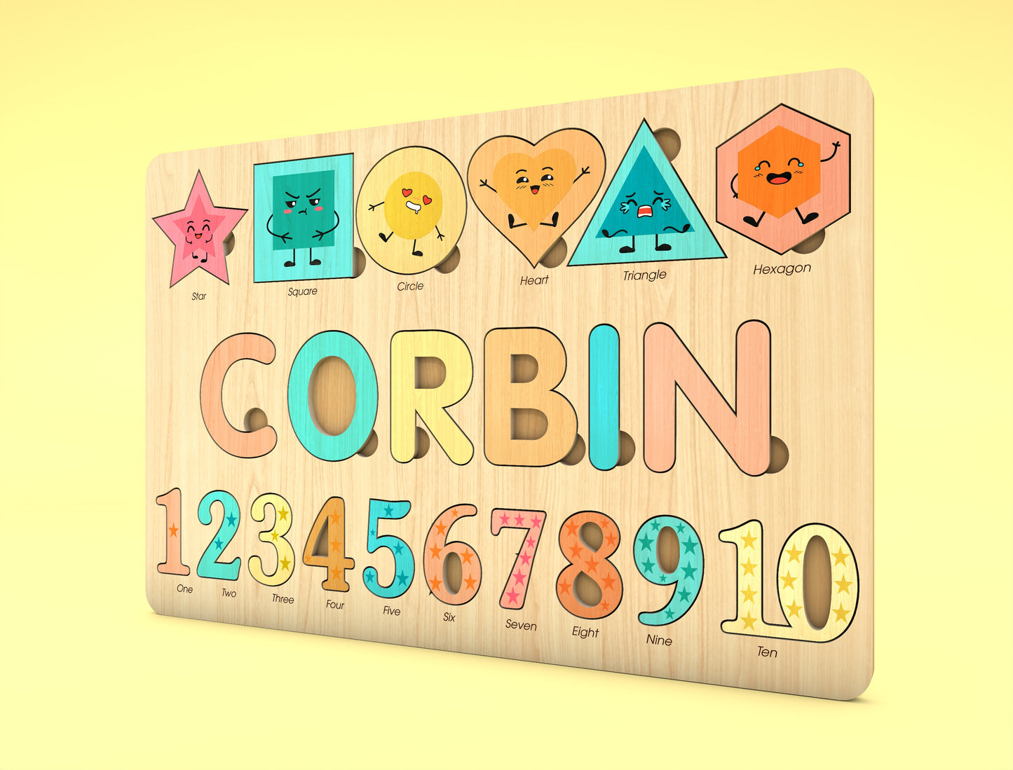 Shape and Number Name Puzzle SVG for xTool and Glowforge