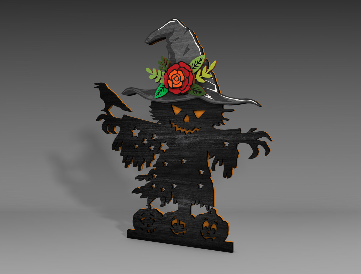Halloween Scarecrow Standing Decor SVG for Glowforge xTool LightBurn