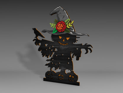 Halloween Scarecrow Standing Decor SVG for Glowforge xTool LightBurn