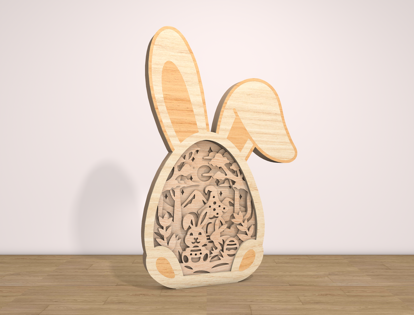 Multilayer Bunny Easter Pattern SVG Rabbit Egg Frame for Glowforge and xTool
