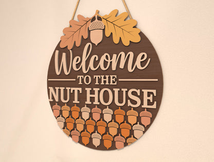 Welcome To The Nut House Acorn Door Hanger SVG for Glowforge xTool LightBurn