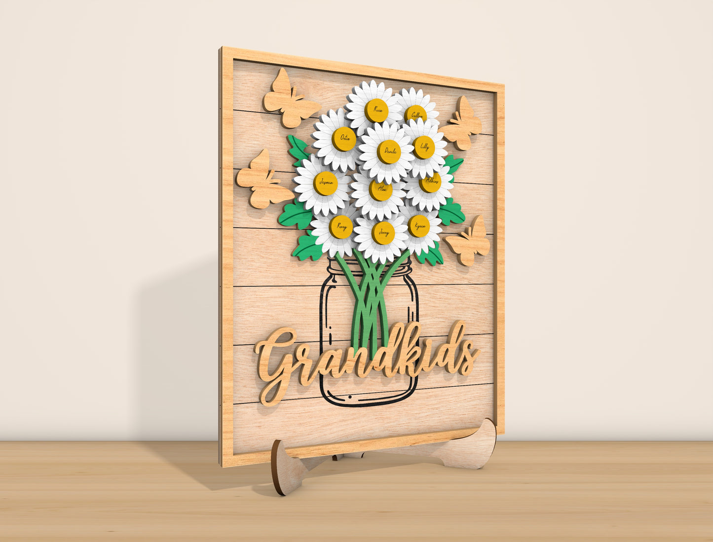 Grandkids Daisy Flower Sign SVG Floral Frame for Glowforge and xTool
