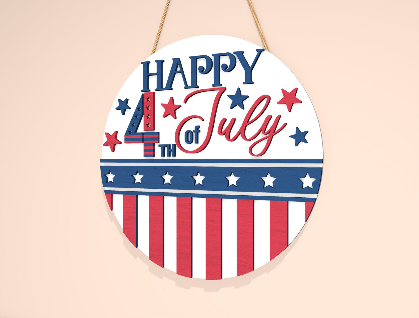 Happy 4th of July Door Sign SVG for Glowforge and xTool