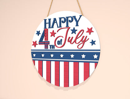 Happy 4th of July Door Sign SVG for Glowforge and xTool