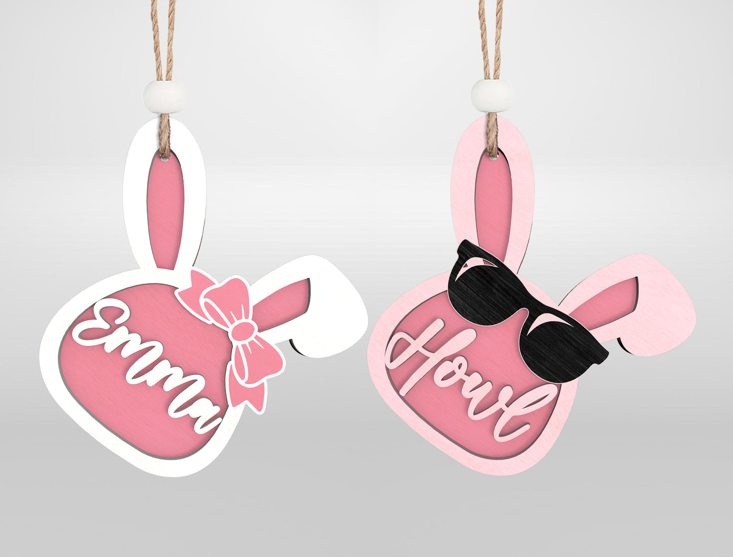 Personalized Easter Basket Tag SVG Bunny Name 7 Designs for Glowforge and xTool