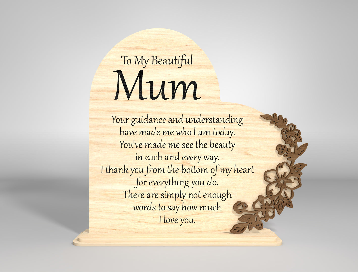Mother's Day Heart Sign SVG Floral Message Decor for Glowforge