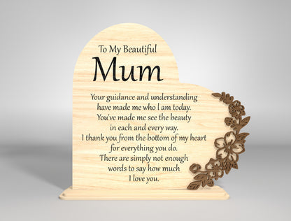 Mother's Day Heart Sign SVG Floral Message Decor for Glowforge
