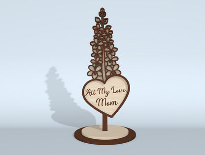 Mother's Day Flower Heart Sign SVG Bundle 16 Designs for LightBurn
