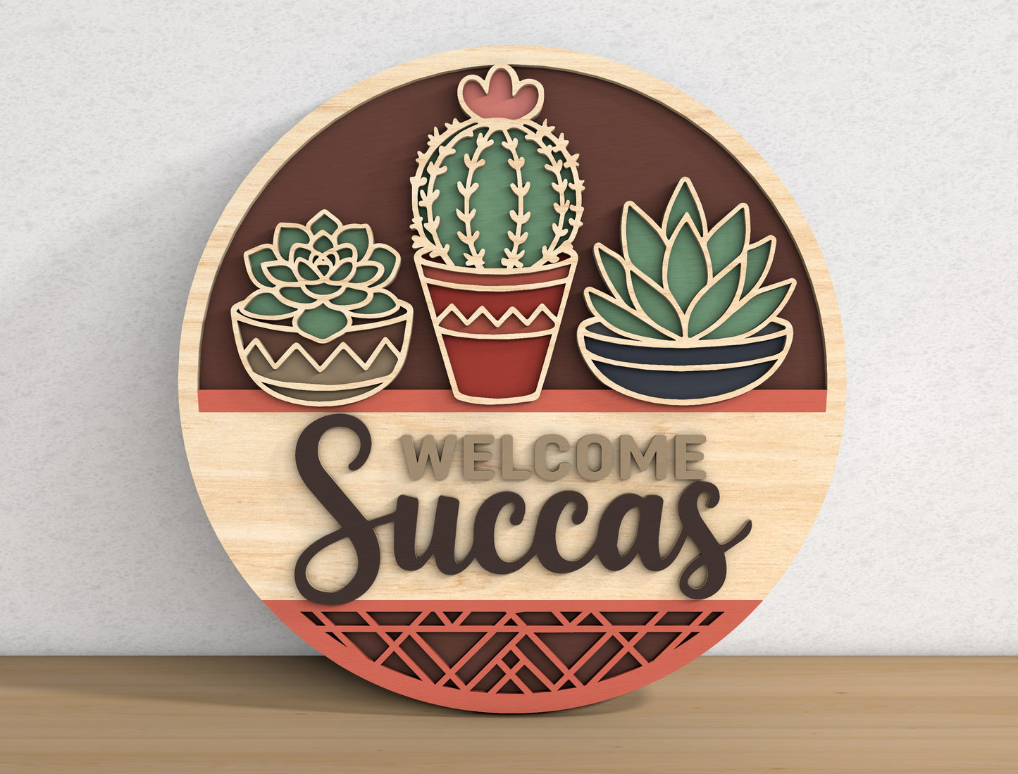 Succulent Welcome Sign SVG Bundle for Glowforge xTool Laser Cut File