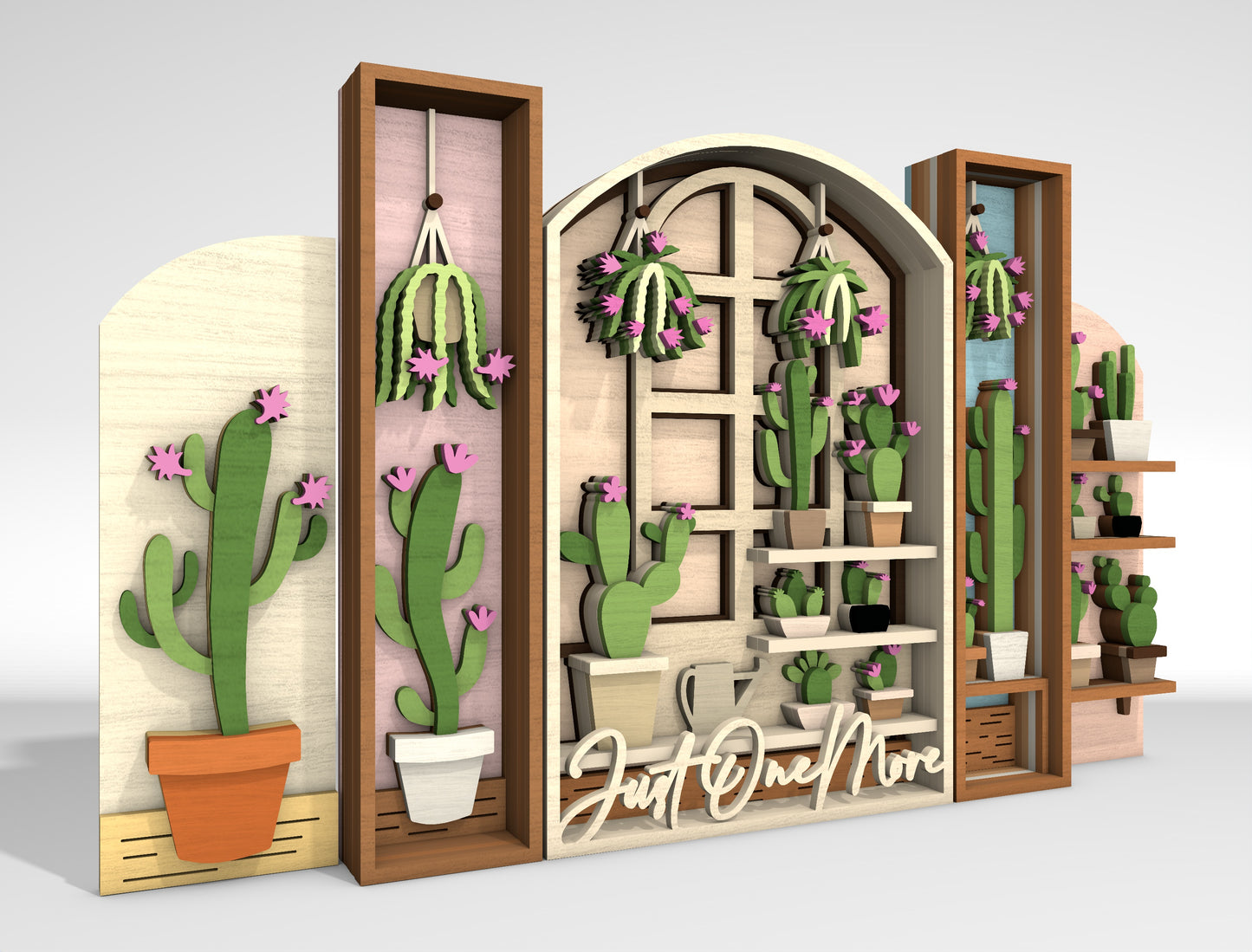 Just One More Cactus Multilayer SVG for Glowforge xTool Laser Cut File