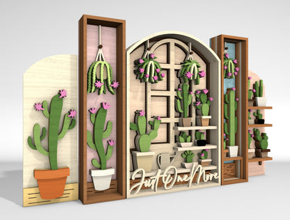Just One More Cactus Multilayer SVG for Glowforge xTool Laser Cut File