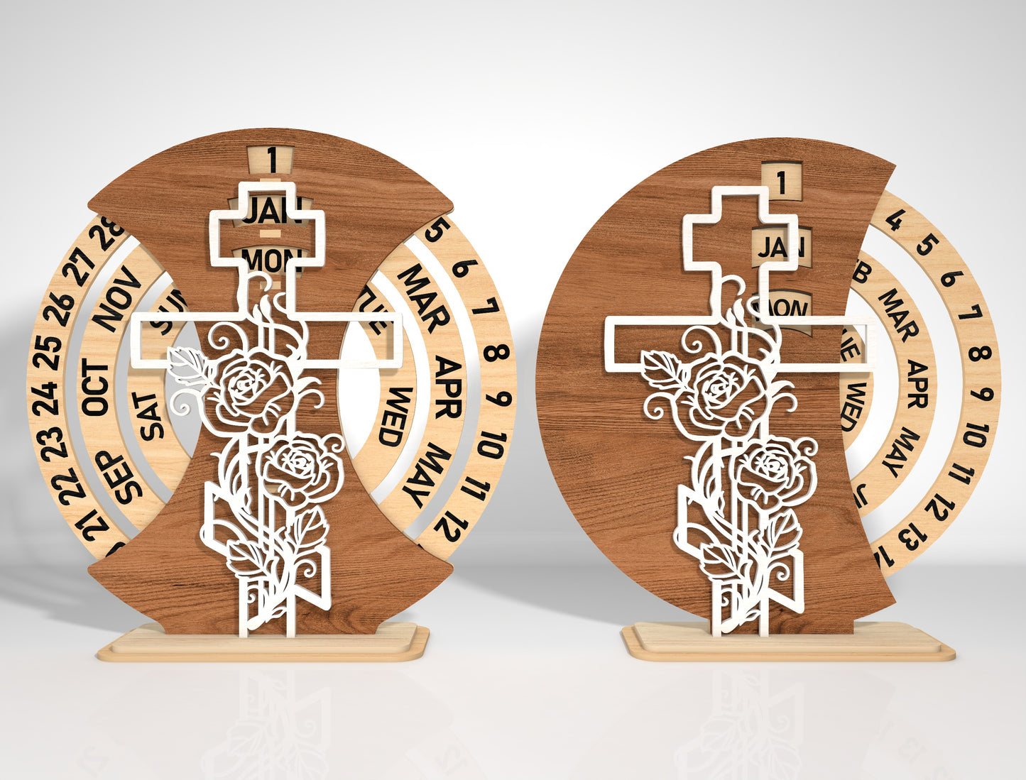 Perpetual Calendar Cross Flower SVG Bundle for LightBurn and Glowforge