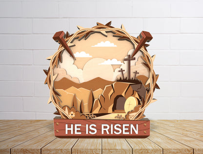 He Is Risen Cross Scene SVG Bundle 3 Designs for Glowforge and xTool