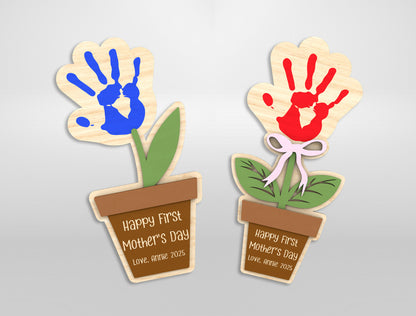First Mother's Day Handprint Flower SVG Baby for Glowforge and xTool