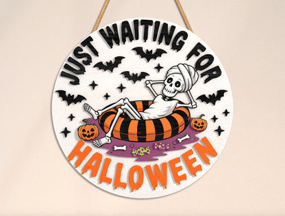 Skeleton Halloween Door Sign SVG Bundle for Glowforge xTool LightBurn 4 Designs
