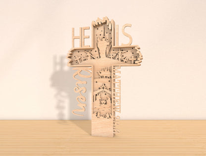 He Is Risen Matthew 28:6 Multilayer Cross SVG for LightBurn and xTool