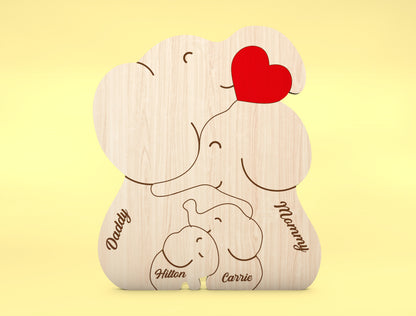 Personalized Elephant Couple Puzzle SVG for Glowforge and xTool