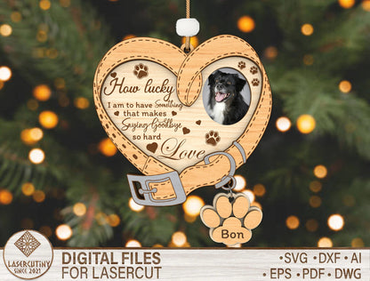 Pet Memorial Photo Ornament SVG Heart Shape for Glowforge and LightBurn