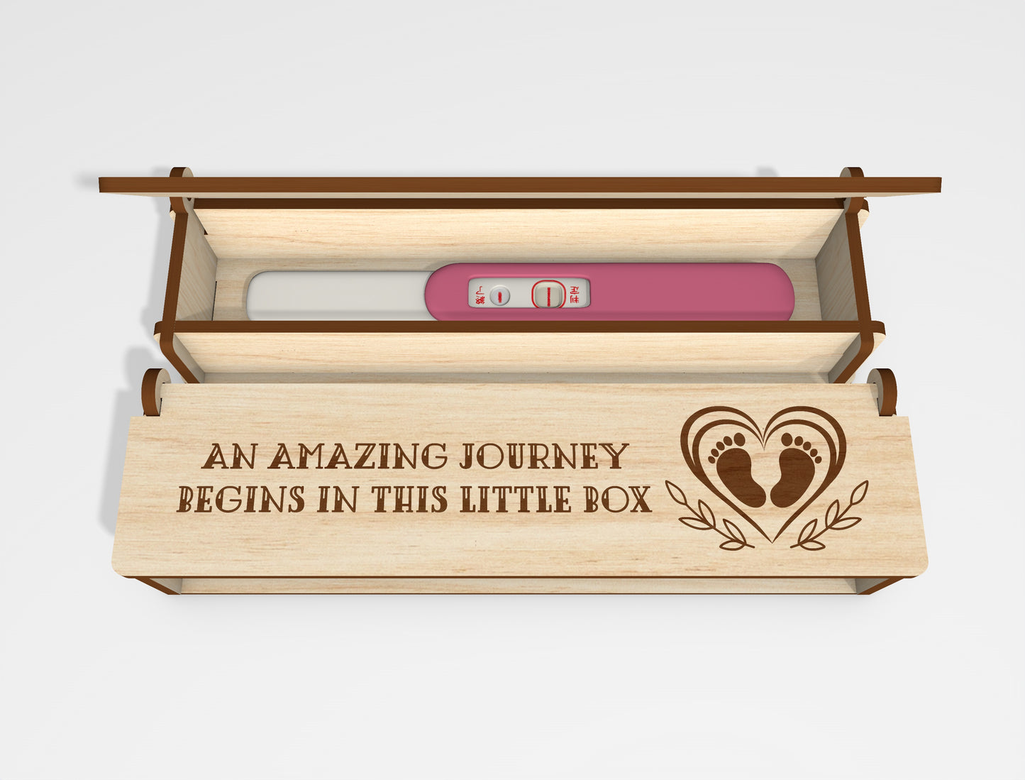 Pregnancy Test Keepsake Box SVG Laser Cut File for LightBurn and Glowforge