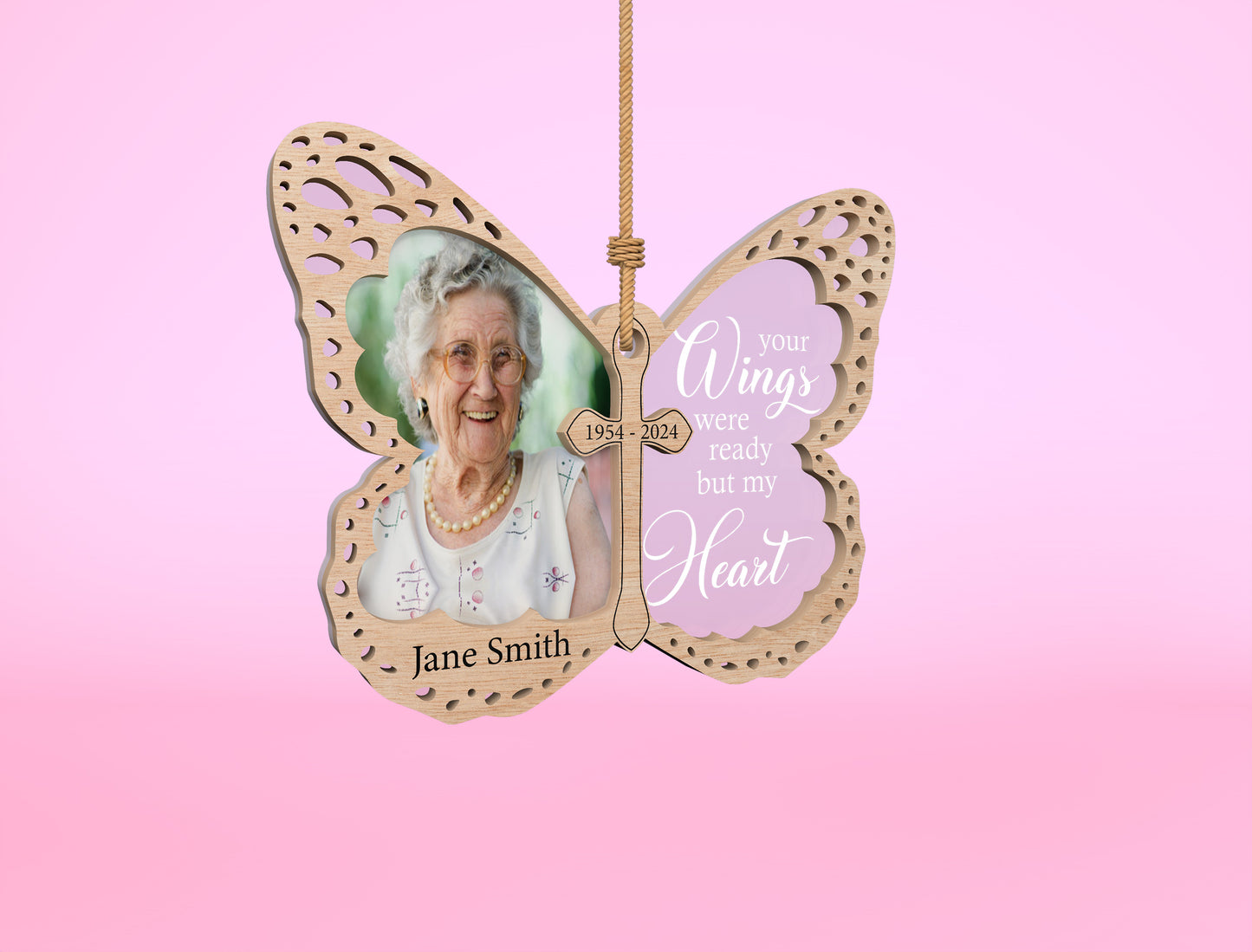 Butterfly Memorial Photo Ornament SVG Laser Cut File for Glowforge