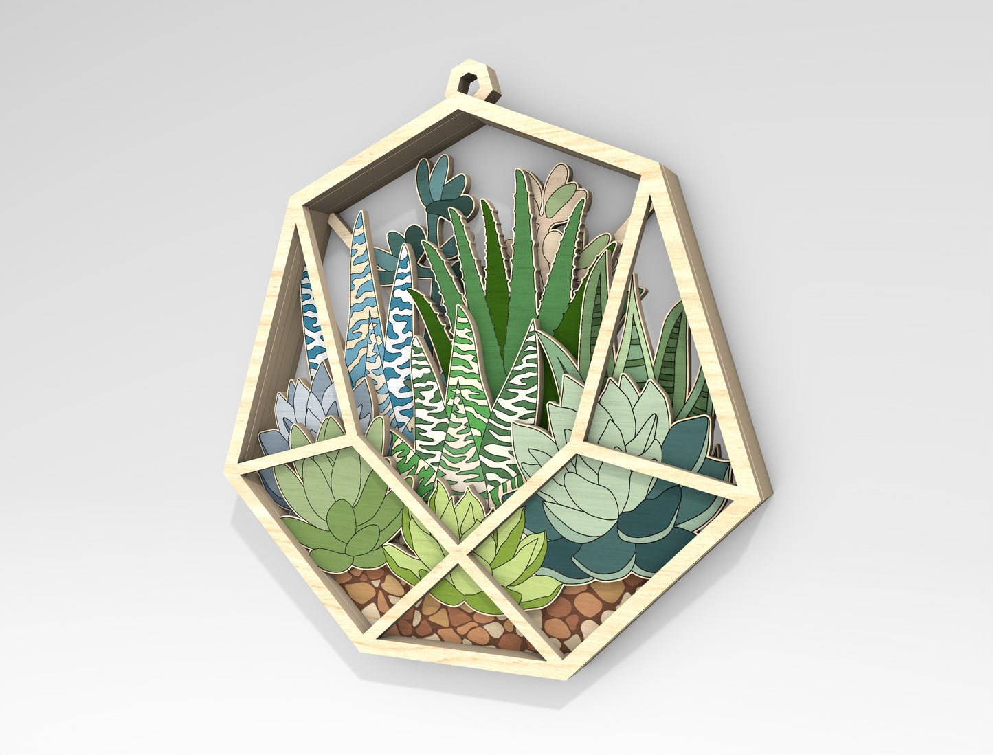 Succulent Hexagon SVG Multilayer Laser Cut File for xTool and Glowforge