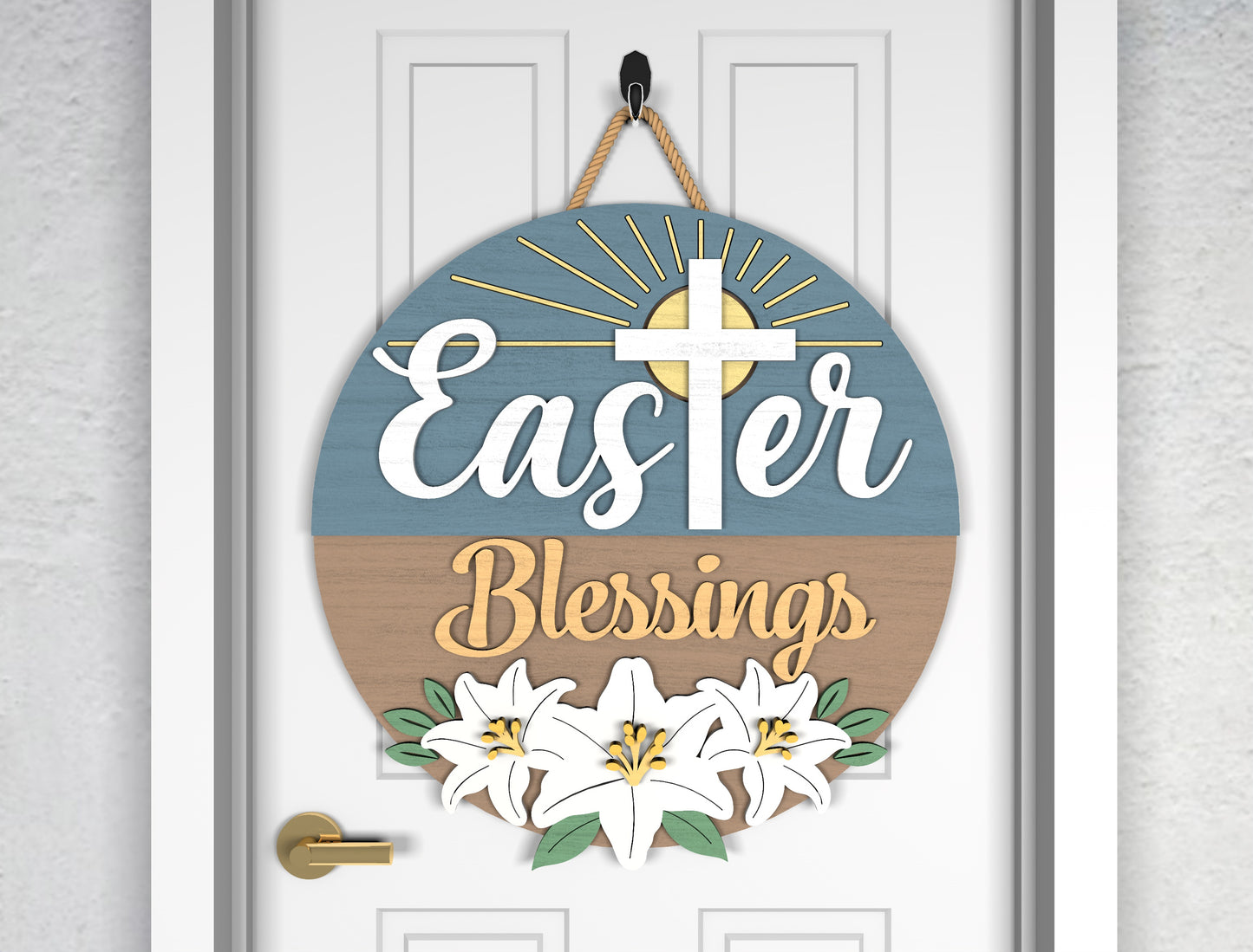 Easter Blessings Cross Door Signs SVG Bundle 2 Designs for Glowforge and xTool