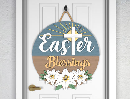 Easter Blessings Cross Door Signs SVG Bundle 2 Designs for Glowforge and xTool