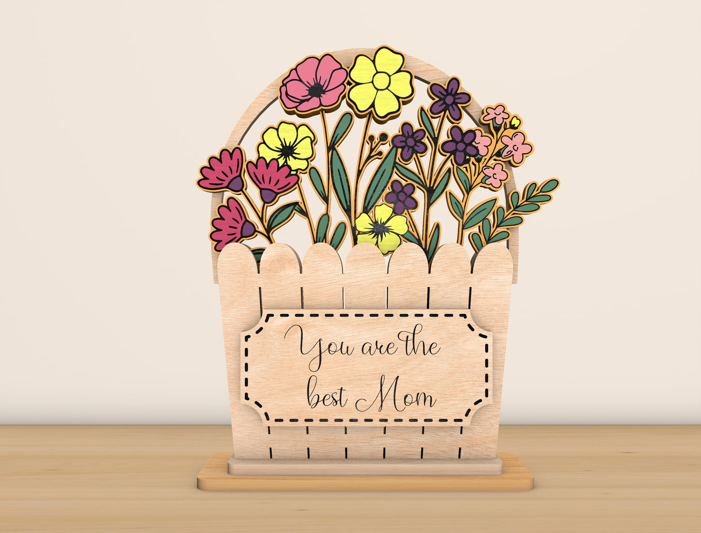 Mother's Day Flower Basket Sign SVG Bundle for LightBurn and xTool